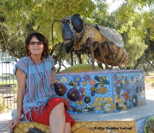 This sculpture of a six-foot long worker bee, titled 