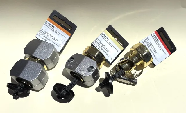 A set of three types of hose menders.