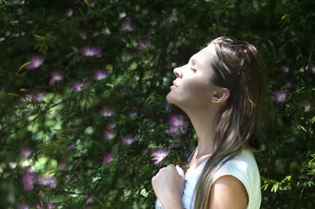 Woman breathing