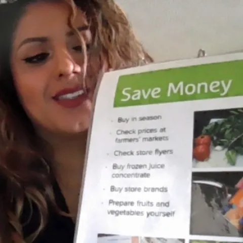Mariana Lopez, EFNEP nutrition educator, leads the plan, shop and save lesson via Zoom.