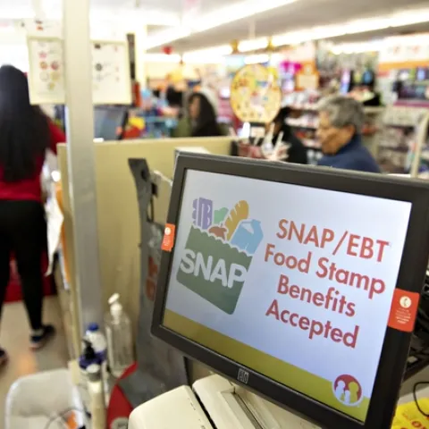 CalFresh, {rpgra,a de Asostemcoa Mutricional Suplementaria (SNAP) proporciona ayuda a familias para comprar alimentos.