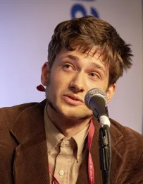 UC Davis graduate student Zachary Griebenow responds to a question. (ESA Photo)